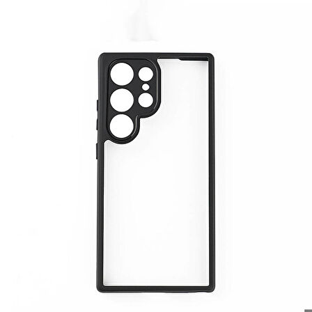 Galaxy S24 Ultra Uyumlu Kamera Korumalı Şeffaf Arka Yüzey Zore New Roll Kapak-Siyah