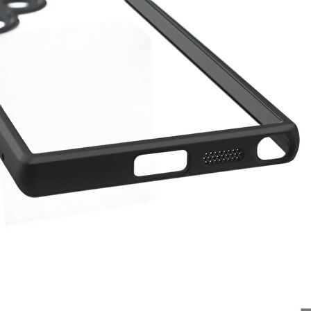 Galaxy S24 Ultra Uyumlu Kamera Korumalı Şeffaf Arka Yüzey Zore New Roll Kapak-Siyah