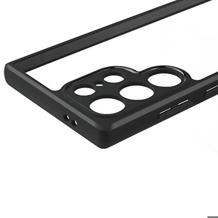 Galaxy S24 Ultra Uyumlu Kamera Korumalı Şeffaf Arka Yüzey Zore New Roll Kapak-Siyah
