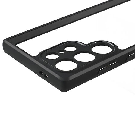 Galaxy S24 Ultra Uyumlu Kamera Korumalı Şeffaf Arka Yüzey Zore New Roll Kılıf-Siyah