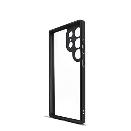 Galaxy S24 Ultra Uyumlu Kamera Korumalı Şeffaf Arka Yüzey Zore New Roll Kılıf-Siyah