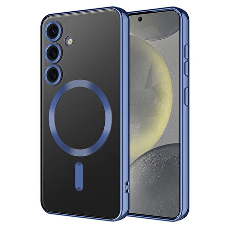 Galaxy S24 Plus Uyumlu Kamera Korumalı Magsafe Wireless Şarj Özellikli Zore Demre Kılıf-Siya