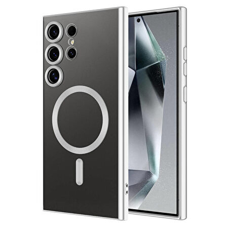 Galaxy S24 Ultra Uyumlu Kamera Korumalı Magsafe Wireless Şarj Özellikli Zore Demre Kapak-Koyu Yeşil