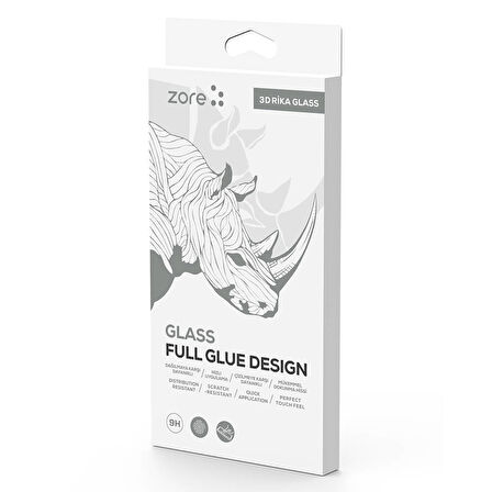 Apple iPhone 15 Pro Zore 3D Rika TSYSerli Cam Ekran Koruyucu-Siyah