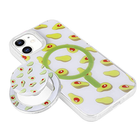 iPhone 11 Uyumlu Zore Magsafe Şarj Özellikli Tak-Çıkar Pop Soketli Zore Tiktok Kapak-Siyah