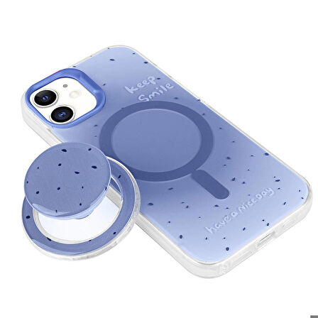 iPhone 11 Uyumlu Zore Magsafe Şarj Özellikli Tak-Çıkar Pop Soketli Zore Tiktok Kapak-Siyah