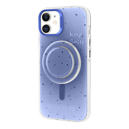 iPhone 11 Zore Magsafe Şarj Özellikli Tak-Çıkar Pop Soketli Zore Tiktok Kılıf-Mavi