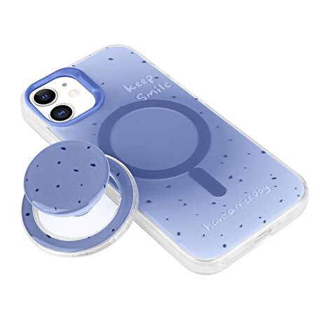 iPhone 11 Zore Magsafe Şarj Özellikli Tak-Çıkar Pop Soketli Zore Tiktok Kılıf-Mor