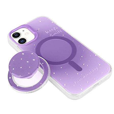 iPhone 11 Uyumlu Zore Magsafe Şarj Özellikli Tak-Çıkar Pop Soketli Zore Tiktok Kapak-Turuncu