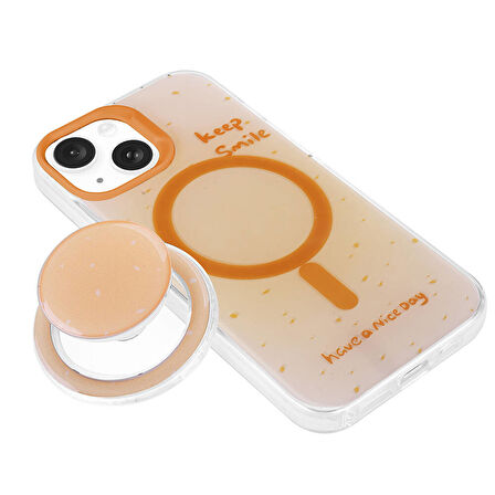 iPhone 15 Zore Magsafe Şarj Özellikli Tak-Çıkar Pop Soketli Zore Tiktok Kılıf-Mavi