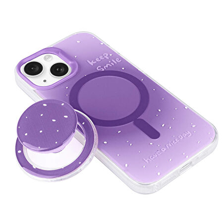 iPhone 15 Zore Magsafe Şarj Özellikli Tak-Çıkar Pop Soketli Zore Tiktok Kılıf-Turuncu