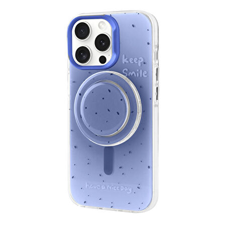 iPhone 15 Pro Zore Magsafe Şarj Özellikli Tak-Çıkar Pop Soketli Zore Tiktok Kılıf-Mavi