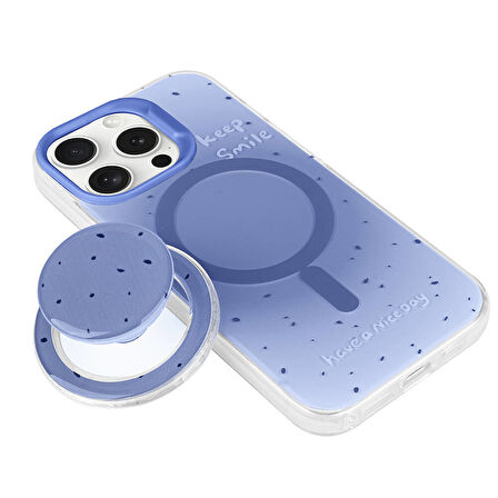 iPhone 15 Pro Zore Magsafe Şarj Özellikli Tak-Çıkar Pop Soketli Zore Tiktok Kılıf-Mor