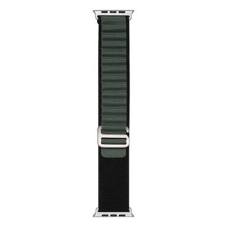 Lexroo Apple Watch Ultra 49mm Band-74 Hasır Kordon - Siyah-Yeşil