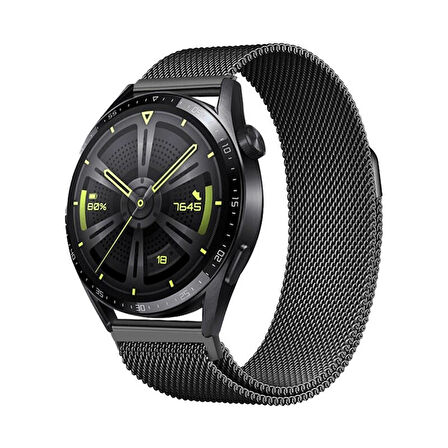 Galaxy Watch 46mm Zore Band-12 22mm Metal Hasır Kordon-Siyah