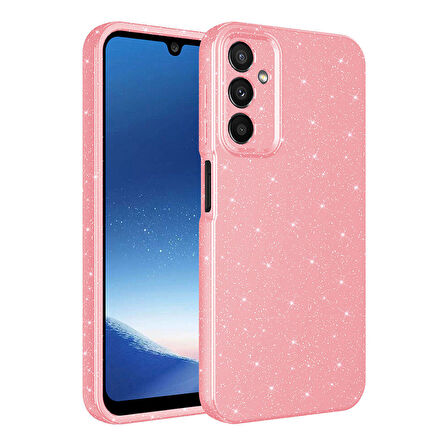 Galaxy A25 Kılıf Kamera Korumalı Simli Lüks Zore Koton Kapak-Pembe