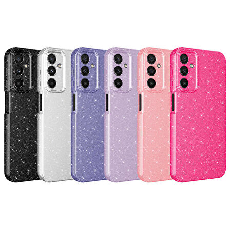 Galaxy A25 Kılıf Kamera Korumalı Simli Lüks Zore Koton Kapak-Pembe