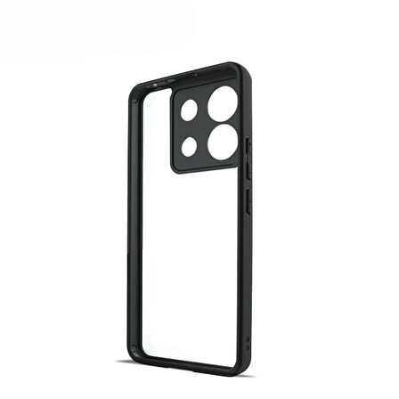 Xiaomi Redmi Note 13 Pro 5G Kılıf Kamera Korumalı Şeffaf Arka Yüzey Zore New Roll Kapak-Siyah