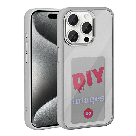 Apple iPhone 15 Pro Max Kılıf Ekranı Yansıtan Zore Akıllı NFC Kapak-Gri