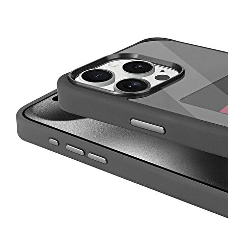 Apple iPhone 15 Pro Max Kılıf Ekranı Yansıtan Zore Akıllı NFC Kapak-Gri