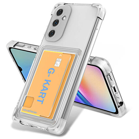 Samsung Galaxy A25 Kılıf Airbag Tasarımlı Şeffaf Kartlıklı G-Kart Kapak