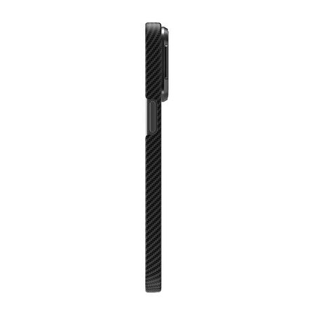 iPhone 15 Pro Zore Magsafe Şarj Özellikli 600D Kevlar Zore Krek Karbon Standlı Kılıf-Siyah