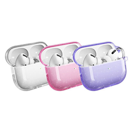 Vendas Air Pods Pro 2 Zore Allstar Airbag 32 Parlayan Simli Saydam Renkli Kılıf-Şeffaf