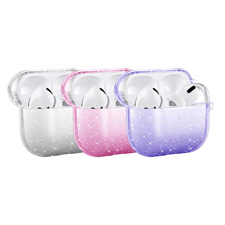 Vendas Air Pods 3. Nesil Zore Allstar Airbag 32 Parlayan Simli Saydam Renkli Kılıf-Pembe