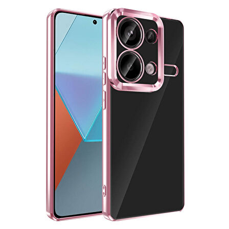 Xiaomi Redmi Note 13 Pro 4G Kılıf Kamera Korumalı Logo Gösteren Zore Omega Kapak-Rose Gold