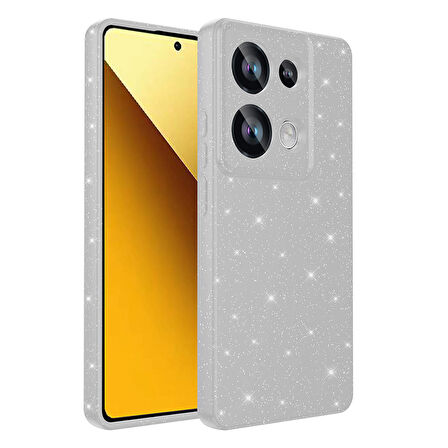 Xiaomi Redmi Note 13 Pro 4G Kılıf Kamera Korumalı Simli Lüks Zore Koton Kapak-Gümüş