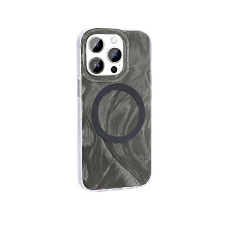 Apple iPhone 14 Pro Max Kılıf Magsafe Şarj Özellikli Fırça Boya Desenli Palet Kapak