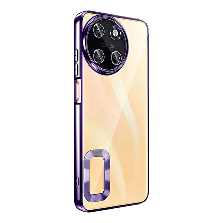 Realme 11 4G Kılıf Kamera Korumalı Logo Gösteren Zore Omega Kapak-Gold