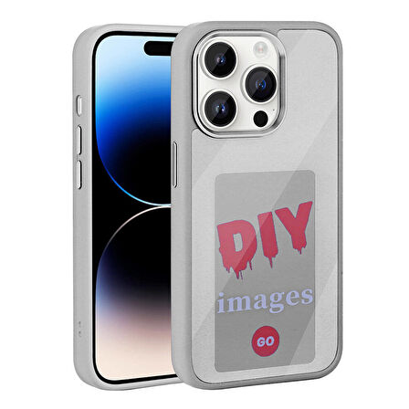 Apple iPhone 14 Pro Max Kılıf Ekranı Yansıtan Zore Akıllı NFC Kapak-Gri