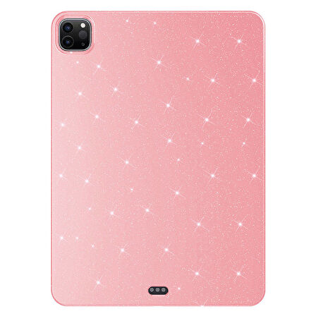 iPad Pro 11 2018 Simli Parlak Görünümlü Uyumlu ​İNC Tablet Koton Kılıf-Pembe