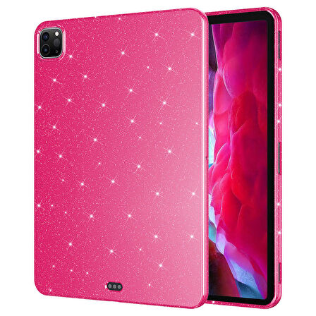 iPad Pro 11 2020 (2.Nesil) Simli Parlak Görünümlü Uyumlu ​ZYL Tablet Koton Kılıf-Pembe Koyu