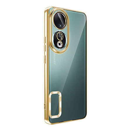 Huawei Honor 90 Kılıf Kamera Korumalı Logo Gösteren Zore Omega Kapak-Gümüş