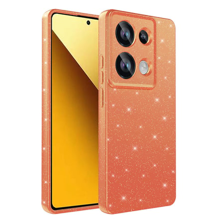 Xiaomi Redmi Note 13 Pro 4G Kılıf Kamera Korumalı Simli Lüks OMSY Koton Kapak-Turuncu