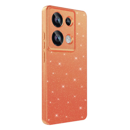 Xiaomi Redmi Note 13 Pro 4G Kılıf Kamera Korumalı Simli Lüks OMSY Koton Kapak-Turuncu