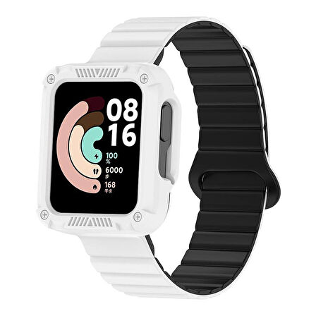 Xiaomi Redmi Watch 1 Silikon Kordon Zore KRD-105 Strap Kayış-Beyaz-Siyah