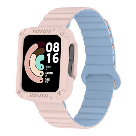 Xiaomi Redmi Watch 2 Silikon Kordon Zore KRD-105 Strap Kayış-Pembe-Mavi