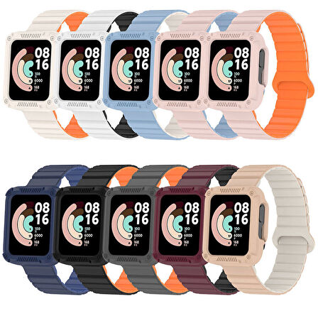 Xiaomi Redmi Watch 1 Silikon Kordon Zore KRD-105 Strap Kayış-Pembe-Turuncu