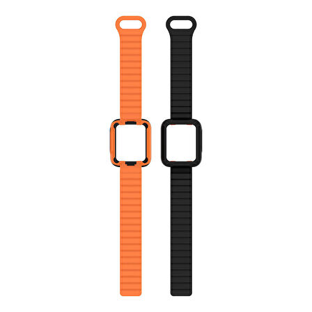 Xiaomi Redmi Watch 1 Silikon Kordon Zore KRD-105 Strap Kayış-Gri-Turuncu