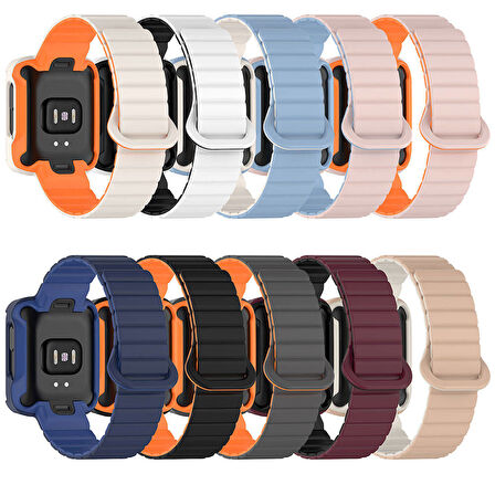 Xiaomi Redmi Watch 2 Silikon Kordon Zore KRD-105 Strap Kayış-Gri-Turuncu