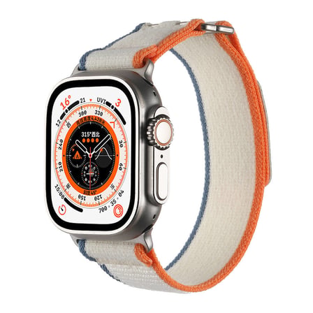 Apple Watch Ultra 49mm Hasır Kordon Zore KRD-106 Strap Kayış-Beyaz-Turuncu