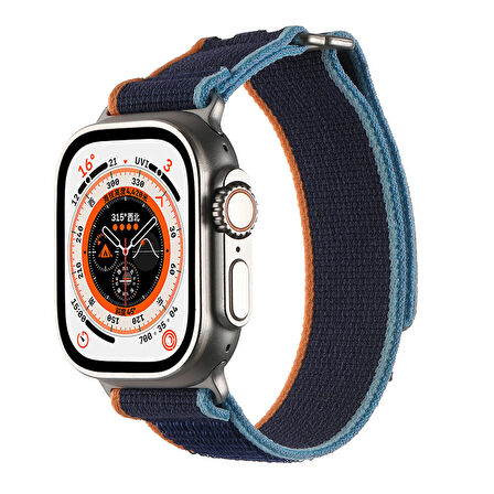 Apple Watch Ultra 49mm Hasır Kordon Zore KRD-106 Strap Kayış-Beyaz-Turuncu