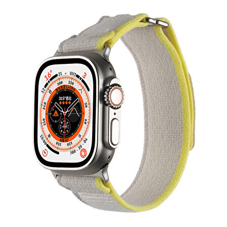Apple Watch Ultra 49mm Hasır Kordon Zore KRD-106 Strap Kayış-Beyaz-Turuncu