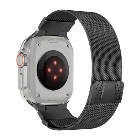 Apple Watch Ultra 49mm Zore KRD-107 Metal Hasır Kordon-Siyah