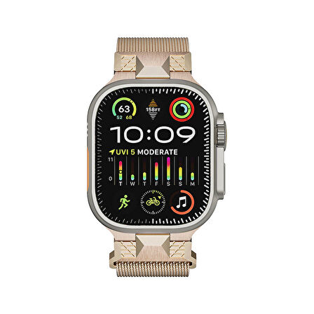Apple Watch Ultra 49mm Zore KRD-107 Metal Hasır Kordon-Starlight