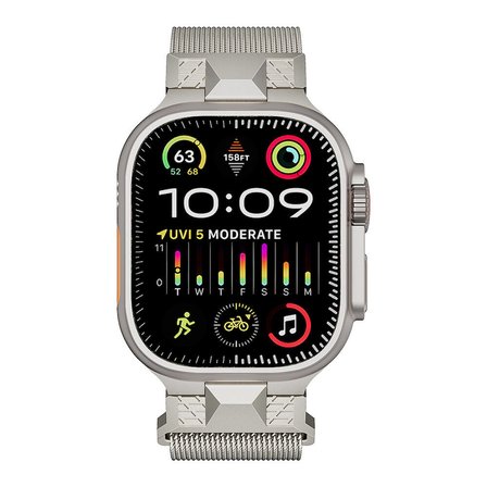 Apple Watch Ultra 49mm Zore KRD-107 Metal Hasır Kordon-Gri