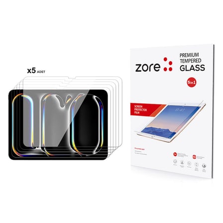 iPad 11 Pro 2024 Uyumlu ​NVTH 5in1 Tablet Temperli Cam Ekran Koruyucu-Şeffaf